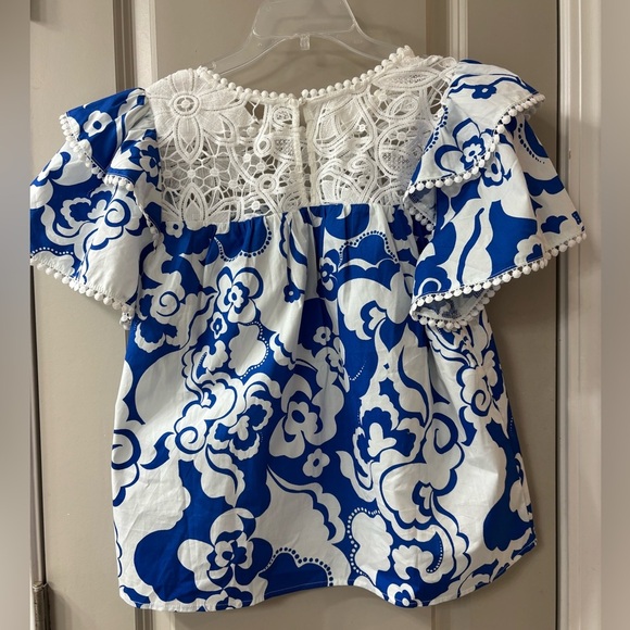 NWT Sugarlips Lucille Blue and White Blouse - Picture 6 of 7